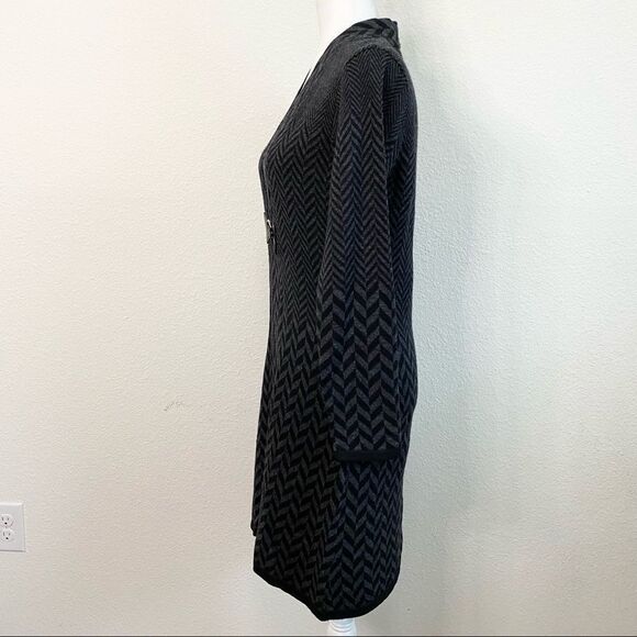 SOFT Surroundings Black Chevron Wool Blend West Saxon Long Sweater Women’s S - Picture 3 of 6